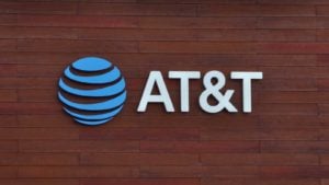 AT&T logo on wooden background