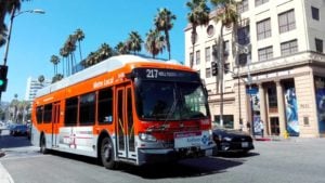 CLNE stock: Image of a Metro Local public transportation bus on Hollywood Blvd.