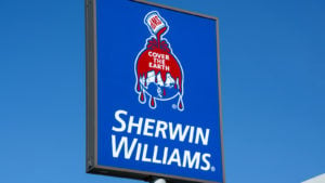 A Sherwin-Williams (SHW) sign in Richfield, Minnesota.